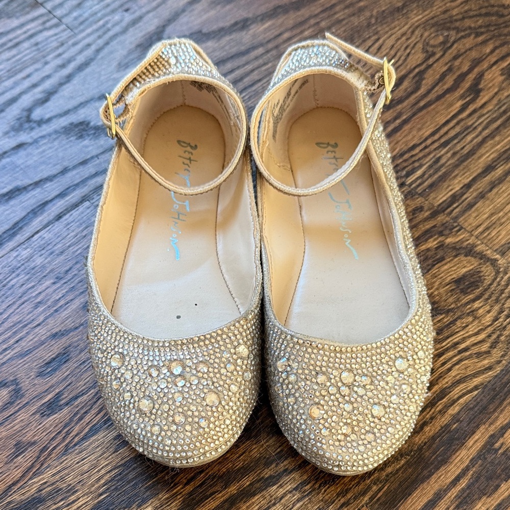 Betsey Johnson Sparkling Gold Flats Size 13
